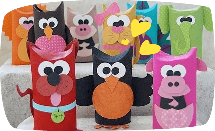 zwierzątka z rolek kartonowych