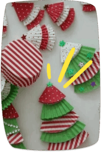  Choinki z papilotek na muffinki